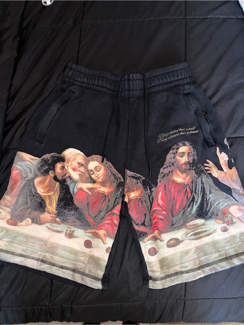 thor Black Athletic Shorts with Religious Artwork
